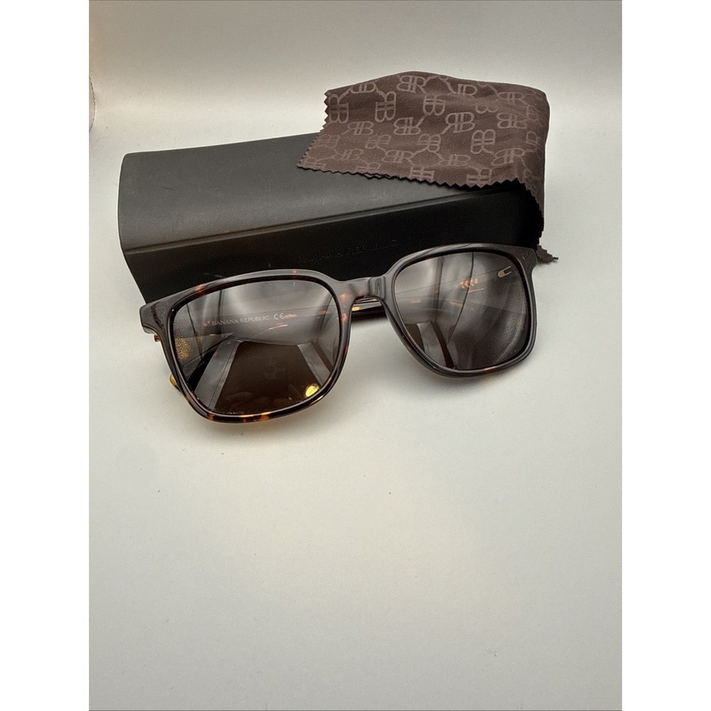 BANANA REPUBLIC TORTOISE BROWN SQUARE SUNGLASSES 55-18-140 & CLOTH & CASE LUXURY